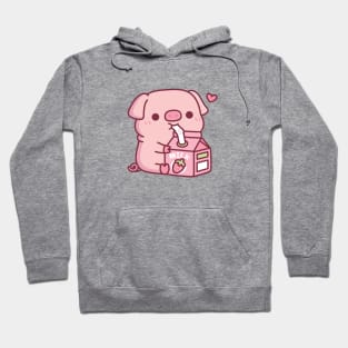 Cute Little Pig Loves Strawberry Milk Hoodie